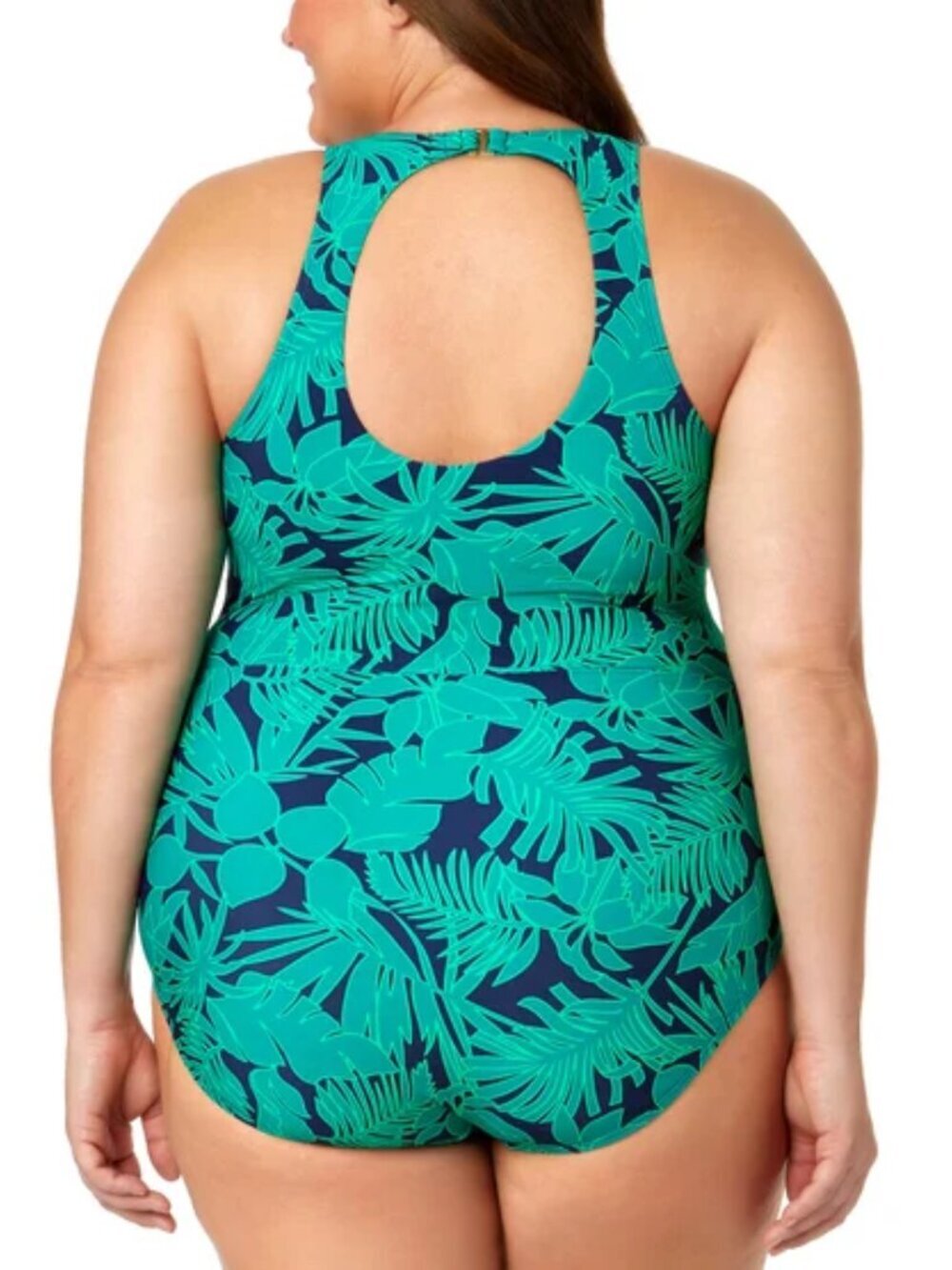 NWT - Lands' End Ladies' Swimsuit Blue and Green Leaf Pattern - Size XXL - Picture 2 of 2